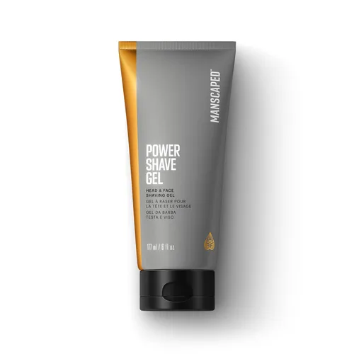 MANSCAPED® Power Shave Gel Gel calmante para la cabeza y la cara para hombre, con hamamelis y exfoliantes líquidos suaves para ayudar a defenderse