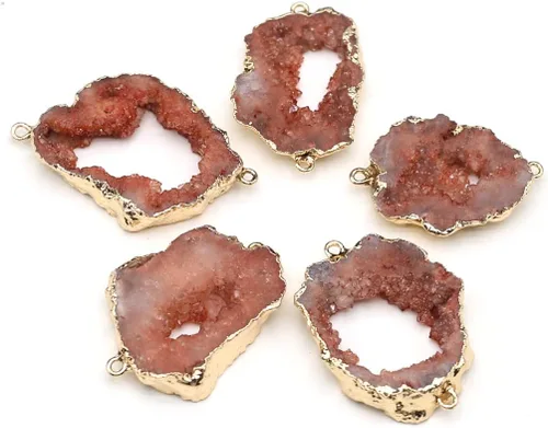 Miniatura 9 de LE SKY Conectores de piedra natural coloridos irregulares druzy geoda ágata borde dorado encanto de enlace de piedra para hacer joyas collar