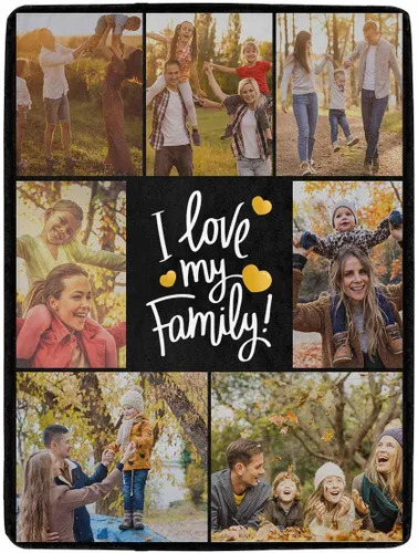 YESCUSTOM Manta personalizable para la familia, mantas personalizadas con fotos, texto, 8 fotos, collages de fotos, regalo para el día de recuerdos,