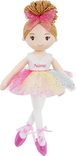 June Garden Muñeca bailarina personalizada de 16 pulgadas, Monica, muñeca de ballet de felpa impresa con nombre personalizado para niñas, regalo de