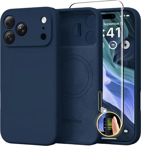 Miniatura 95 de GolbinBox Funda magnética para iPhone 17, compatible con MagSafe, cubierta de silicona integrada para control de cámara, funda de silicona líquida a