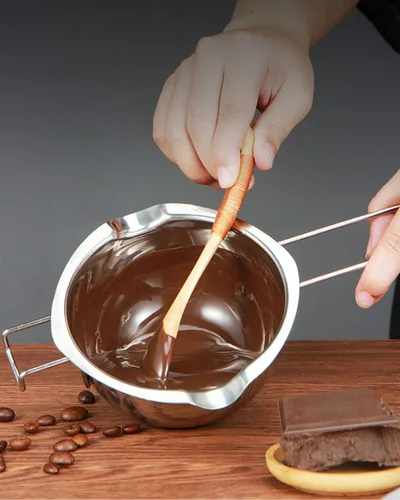 Miniatura 4 de Olla de acero inoxidable doble para derretir chocolate, caramelo y la fabricación de velas Agarradera plateada