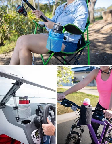 Miniatura 7 de KEMIMOTO Portavasos para motocicleta, soporte de tela Oxford para bebidas de motocicleta con abrazadera de cocodrilo de 0.6"-1.5", accesorios