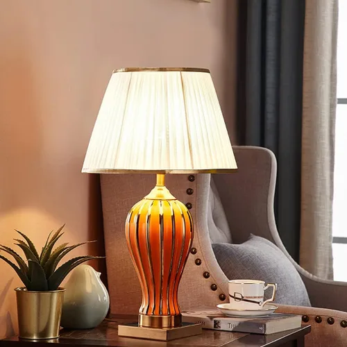 Miniatura 7 de Lámpara de mesa de cerámica china para sala de estar, decoración retro, lámpara de escritorio, dormitorio, cama, lámpara de luz cálida, estudio