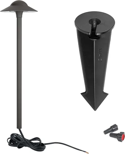 Miniatura 2 de WAC Iluminación de paisaje, toldo LED de 12 V para camino y área con tapa redonda de 6.5 pulgadas, 2700 K, LED cálido incorporado en bronce