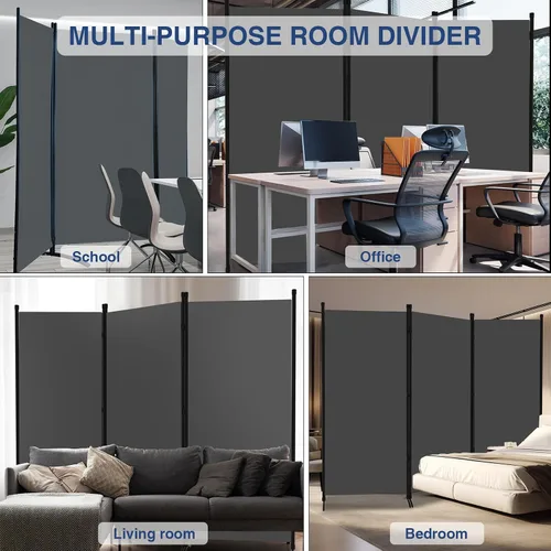 Miniatura 6 de Divisor de habitación de 3 paneles, pantalla de privacidad plegable de 6 pies, pared de división portátil para separación de oficina, dormitorio