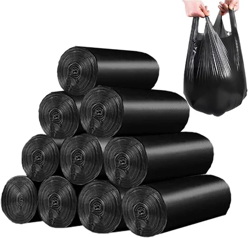 Miniatura 13 de 200 bolsas de basura de 4 galones, pequeñas bolsas de basura coloridas con asa para el hogar, oficina, baño, papelera Colorido