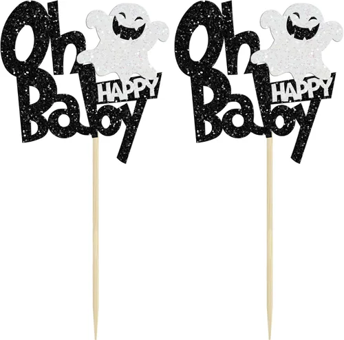 Miniatura 3 de Ephlyn 24 adornos negros para cupcakes con temática de Halloween, baby shower, niños, fiesta de cumpleaños, suministros de decoración de pasteles