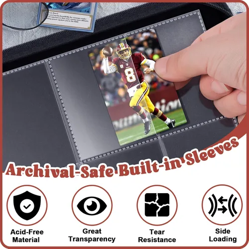 Miniatura 4 de Carpeta de 720 bolsillos para tarjetas de fútbol con fundas, compatible con tarjetas de béisbol, juego de protectores para álbum de tarjetas