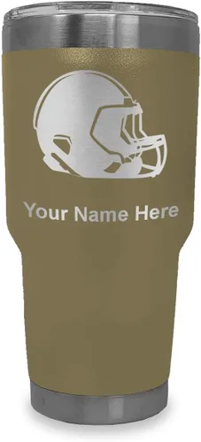 Miniatura 28 de LaserGram Vaso aislado al vacío de 20 onzas, casco de fútbol, grabado personalizado incluido (morado claro)