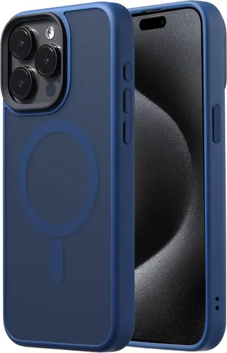 Miniatura 90 de Tigowos - Funda magnética para iPhone 15, resistente a las caídas, sensación de piel mate, a prueba de golpes, delgada, negro mate
