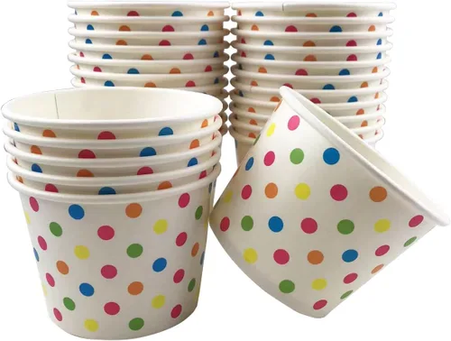 Miniatura 9 de MMvolesy Vasos de papel rosa de 12 onzas para helado, cuencos desechables de colores para postres para alimentos fríos y calientes, sopas, helados
