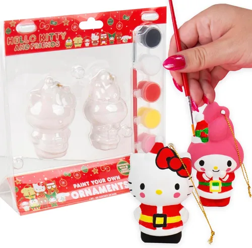Hello Kitty® y My Melody™ Kit para pintar tus propios adornos navideños, juego de manualidades de cerámica para las fiestas, paquete de 2
