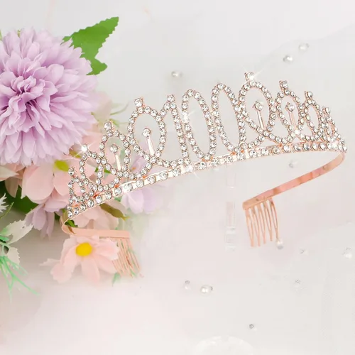 Miniatura 3 de CIEHER Juego de corona de cumpleaños número 100, banda + perla, fabulosos regalos de cumpleaños número 100 para mujeres, suministros de fiesta