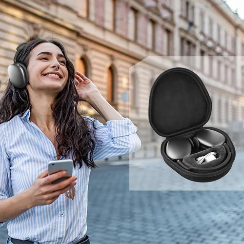 Miniatura 9 de co2CREA Funda rígida con modo de sueño, reemplazo para auriculares Apple AirPods Max inalámbricos de diadema (Funda negra)