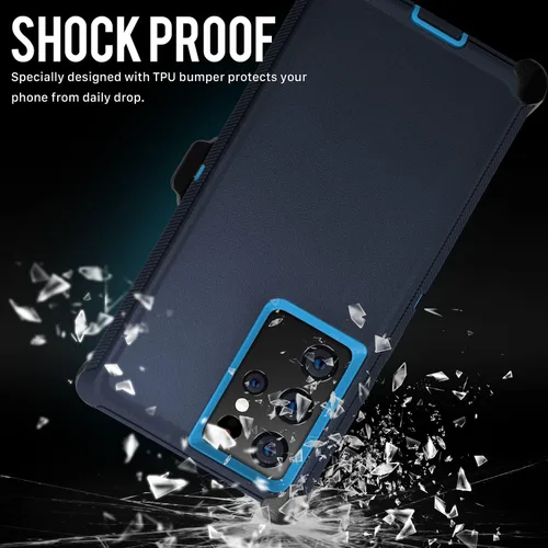 Miniatura 6 de Funda para Samsung Galaxy S22 Ultra 5G, azul almirante con clip para cinturón, grado militar, resistente al agua, a prueba de golpes, a prueba