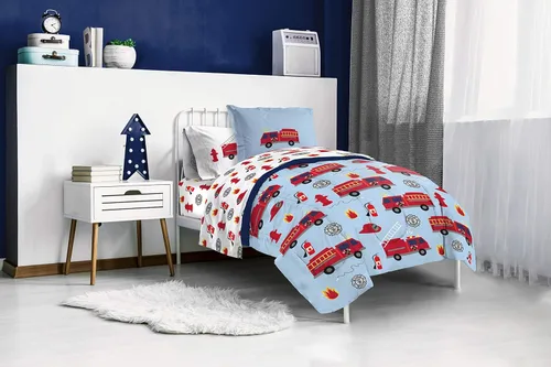Miniatura 7 de Jay Franco Trend Collector Go Fire Truck Go - Juego de ropa de cama individual de 5 piezas, incluye edredón y juego de sábanas, ropa de cama
