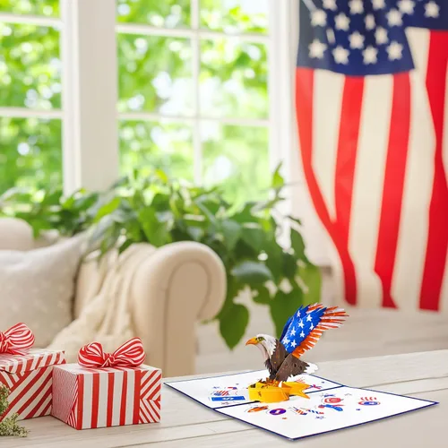 Miniatura 8 de GREETING ART Tarjeta desplegable 3D del 4 de julio, 4 de julio, tarjetas del día de la independencia, tarjeta del 4 de julio, tarjetas de veteranos
