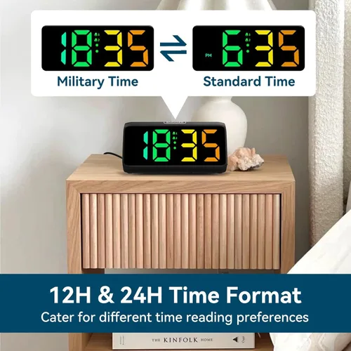 Miniatura 7 de Reloj despertador Netzu extra fuerte para personas que duermen pesadas, relojes despertador RGB para dormitorios para adultos mayores y niños, reloj