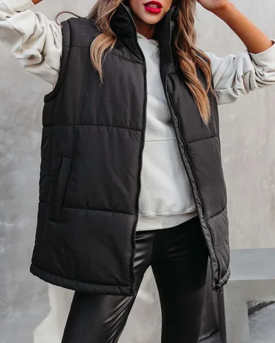 Miniatura 2 de Danedvi Chaleco acolchado sin mangas para mujer, con cremallera, cuello alto, con bolsillos, para exteriores