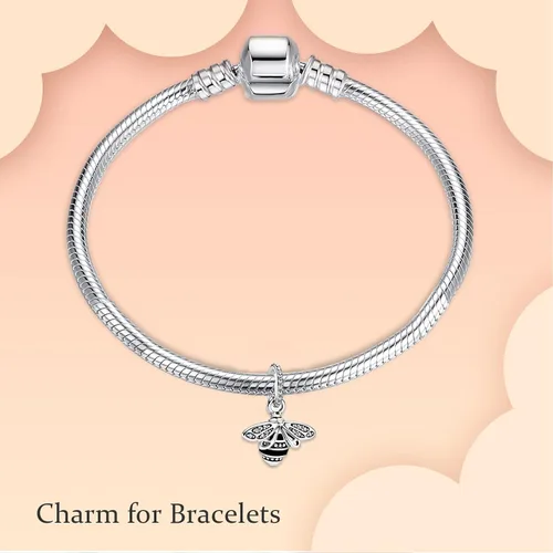Miniatura 4 de NJXINJIABO Abalorio de plata de ley 925 para pulseras y collares, lindos animales, cerdo, mariposa, gusano brillante, flor, colgante, joyería