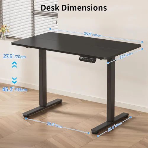 Miniatura 3 de BIZUM - Escritorio de pie eléctrico de 40x24 pulgadas con ajuste de altura y configuraciones de memoria, escritorio ergonómico para sentarse o estar