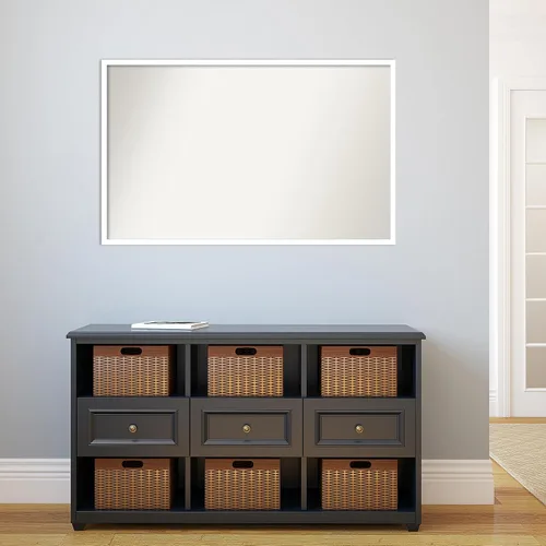 Miniatura 46 de Amanti Art Espejo de baño blanco para sobre el fregadero, 32 x 45 pulgadas, espejo de tocador rectangular blanco esbelto, marco de madera moderno