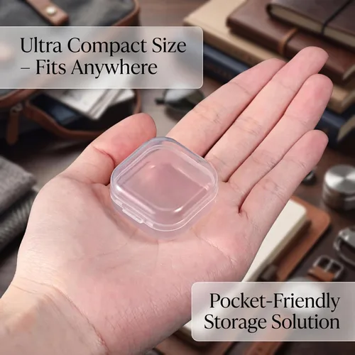 Miniatura 4 de 24 paquetes de recipientes pequeños de plástico transparente para almacenamiento de cuentas con tapa con bisagras para almacenamiento de objetos