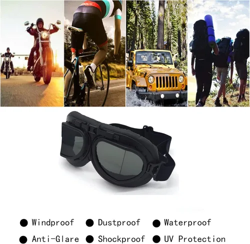 Miniatura 2 de Gafas Vintage para Motocicleta Antivaho y Antiimpacto Protección UV Gafas de Aviador Piloto, Adulto Carreras Voladores Equitación Arena y Polvo