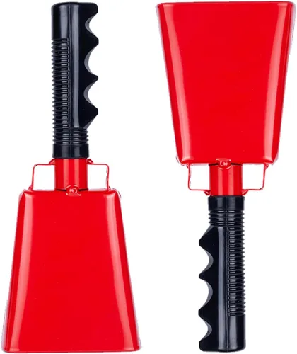 Steel Cow Bell Noise Makers: cencerros de percusión de mano para eventos deportivos, cencerro grande de 8 pulgadas con asa para juegos de fútbol, Rad
