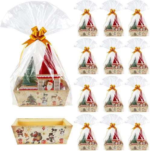 Miniatura 9 de Kolewo4ever 36 Piezas 12 Paquetes Juego de Cestas de Regalo de Navidad 8x10'' Cestas de Regalos Vacías para Llenar con Cesta Vacía, Bolsas de Cesta