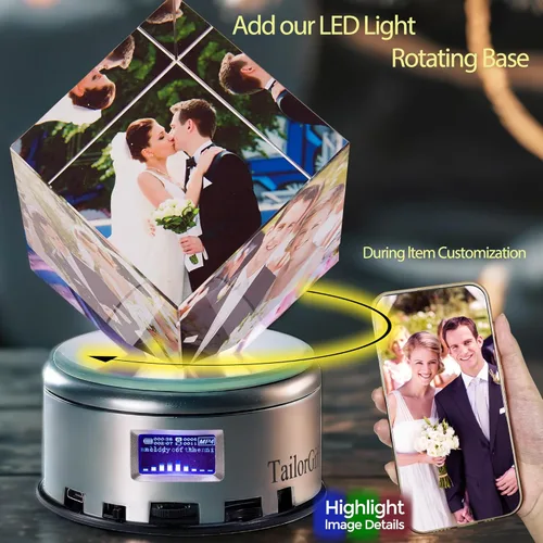 Miniatura 5 de Marco de fotos de cristal 3D personalizado para regalos del día del padre, marcos de fotos personalizados con fotos en color, regalos de aniversario