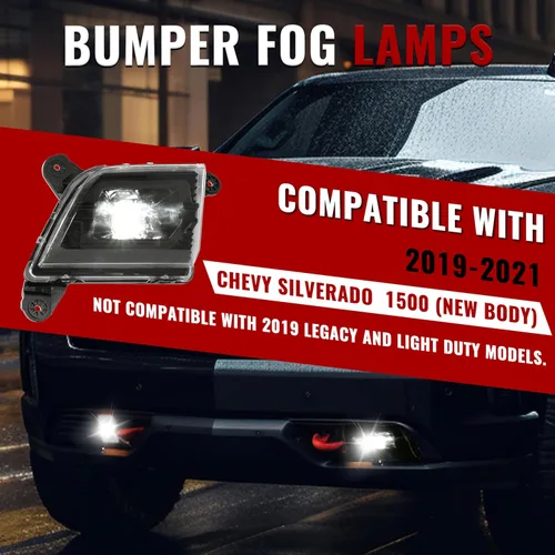 Miniatura 2 de HECASA Faros antiniebla LED compatibles con Chevy Silverado 1500 2019-2022 (nuevo cuerpo) faros antiniebla delanteros de repuesto para 84125494