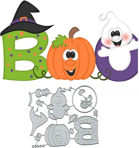 Suds&WH Boo Magic Poison - Troqueles de metal con diseño de calabaza, plantillas de corte fantasma de Halloween para álbumes de recortes, álbumes de