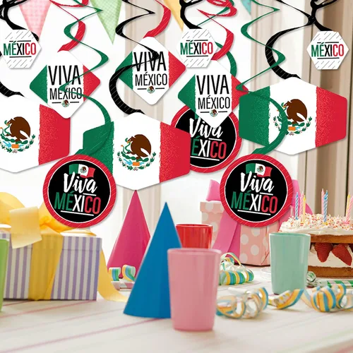 Miniatura 2 de Big Dot of Happiness Viva México - Decoración para colgar en fiestas del Día de la Independencia mexicana - Remolinos de decoración para fiestas