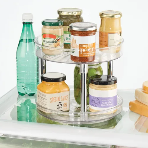 Miniatura 5 de mDesign - Plato giratorio de 2 niveles para almacenamiento de alimentos, 9.0 in, redondo