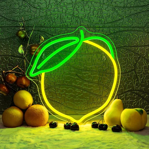 Miniatura 14 de Juego de 2 letreros de neón de plátano y limón (1 luz de plátano + 1 luz de limón) Luces de neón de frutas para decoración de pared, habitación