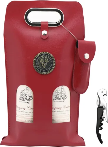 Miniatura 8 de Bolsa de cuero para vino, bolsas de regalo de vino de cuero con abridor de vino, bolsa de botella de cerveza champán para bodas, cumpleaños, viajes