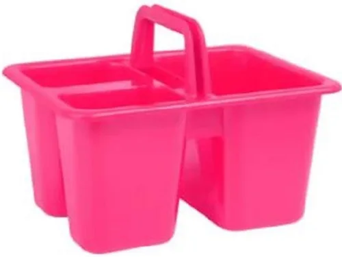 Miniatura 3 de Kids Arts & Crafts - Pequeños cubos de plástico con asas, 3 compartimentos, colores surtidos, juego de 4