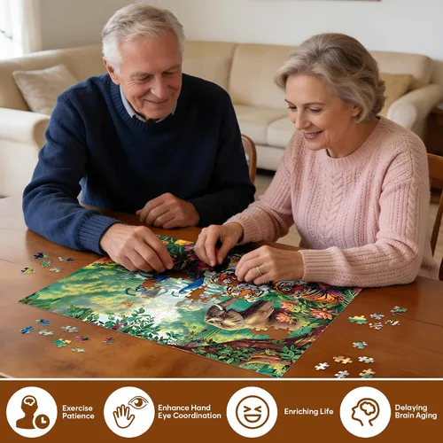 Miniatura 4 de Rompecabezas para adultos, 500 piezas, rompecabezas de elefante y tigre para adultos, niños y ancianos, rompecabezas de animales de pavo real, 500
