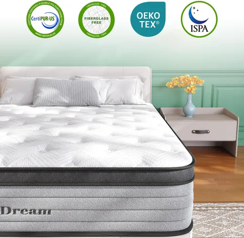 Miniatura 5 de Colchón NeoDream Queen de 12 pulgadas, colchón híbrido con espuma viscoelástica y resortes de bolsillo individuales, colchón Queen en una caja
