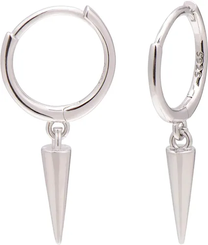 Aretes colgantes de plata de ley 925 con pequeños aretes redondos