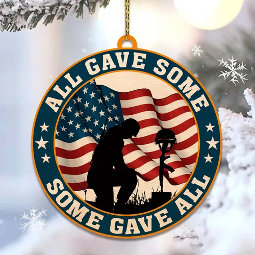 Miniatura 2 de Hyturtle Adorno navideño de veterano para árbol de Navidad 2D, regalos para soldado veterano, fuerzas armadas, miembros militares del ejército