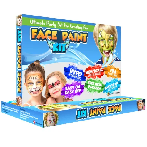 Miniatura 6 de Desire Deluxe Kit de pintura facial – Paleta de pintura facial a base de agua de 16 colores, fácil de aplicar y quitar, juego de pintura