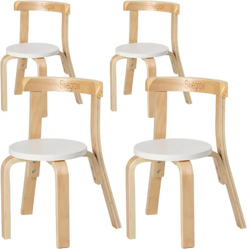 Miniatura 13 de Swegrow Silla de Madera para Niños, Silla para Niños Pequeños para Mesa, Sillas Apilables para Niños, Muebles de Madera para Niños para Familia/Sala