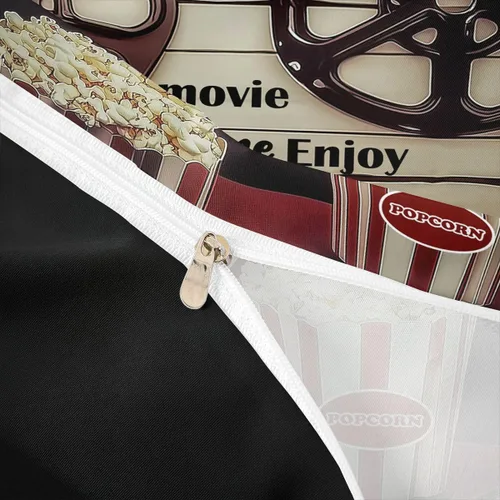 Miniatura 6 de Homewish Theater Cinema Poster Duvet Cover Set Twin Size,Retro Movie Bedding Sets 2Pcs for Kids Girls Boys Teens Room Decor,Popcorn Comforter Cover