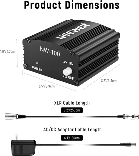 Miniatura 3 de Kit de alimentación Neewer 48 V Phantom Power de 1 canal