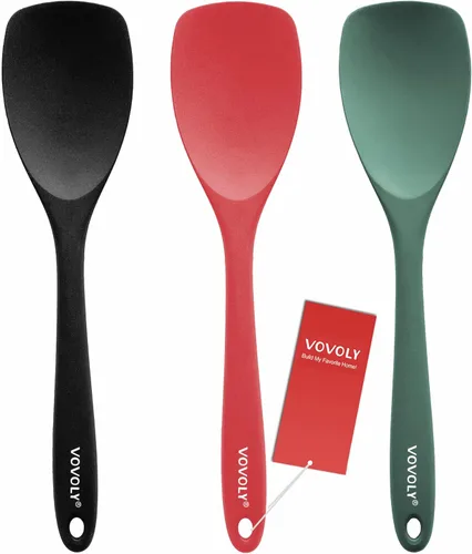 Juego de espátulas de silicona mejorado, Vovoly espátulas de goma resistentes al calor, rascadores flexibles antiadherentes sin costuras para Juego
