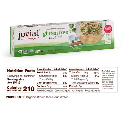 Miniatura 2 de Pasta Capellini de grano entero de arroz integral Jovial - Pasta Capellini, pasta de capellini, pasta de grano entero, pasta orgánica, sin gluten