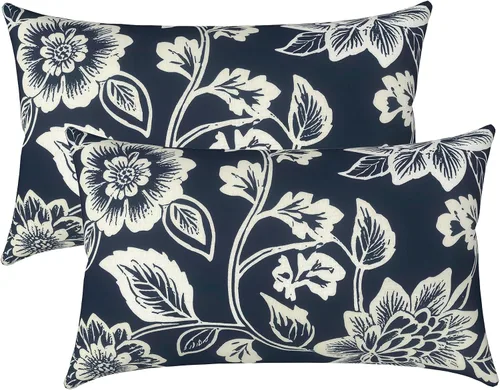 Miniatura 10 de LVTXIII Juego de 2 almohadas lumbares para patio, 12 x 20 pulgadas, resistentes a la decoloración, para exteriores con interiores, cojines lumbares